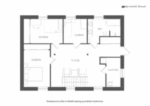 Innhold 1.etasje | Entre (4,4 m²), tv-stue/trapperom (25,7
m²), bad (8,4 m²), vaskerom (5,4 m²), soverom (14,2 m²), soverom 2 (11,3 m²) og soverom 3 (6,7 m²). I tillegg utvendig bod på 8,2 m²).